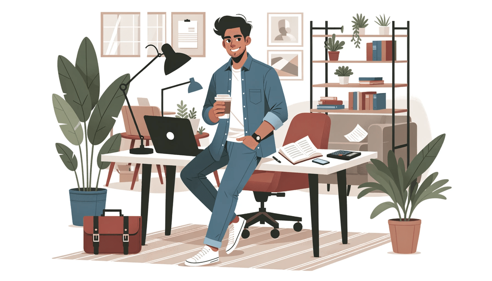 仕事をする男性のイラスト