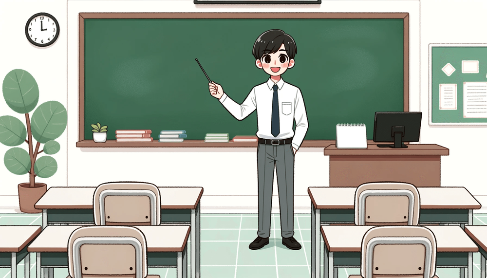 教壇に立って授業をする学校の先生